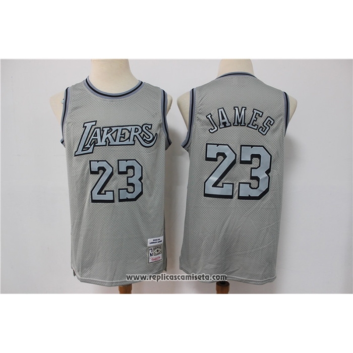 Camiseta Los Angeles Lakers Lebron James #23 Mitchell & Ness 1996-97 Gris